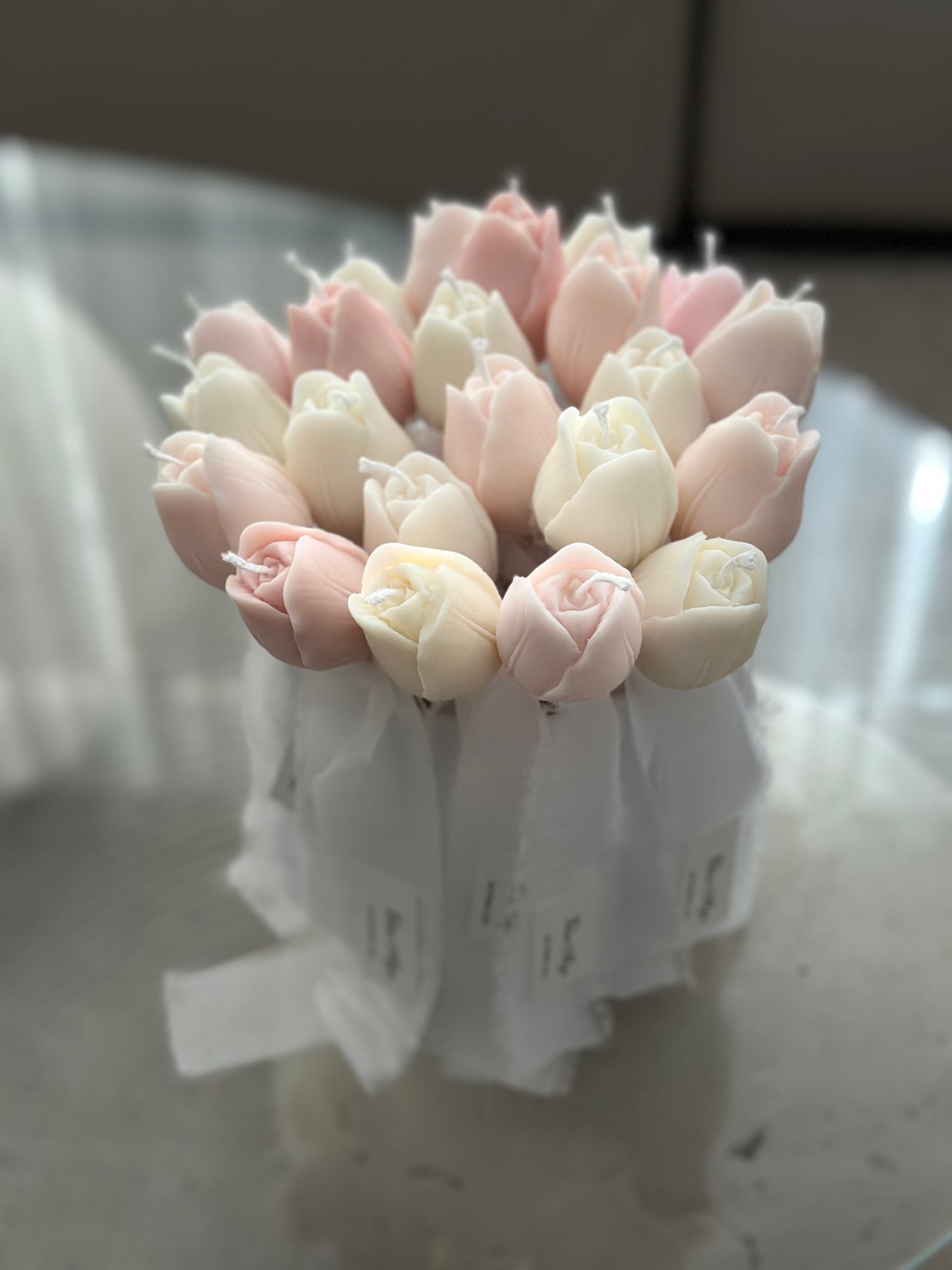 Tulpvormige Kaarsjes op Steel – vanaf 20 Stuks (Bouquet)