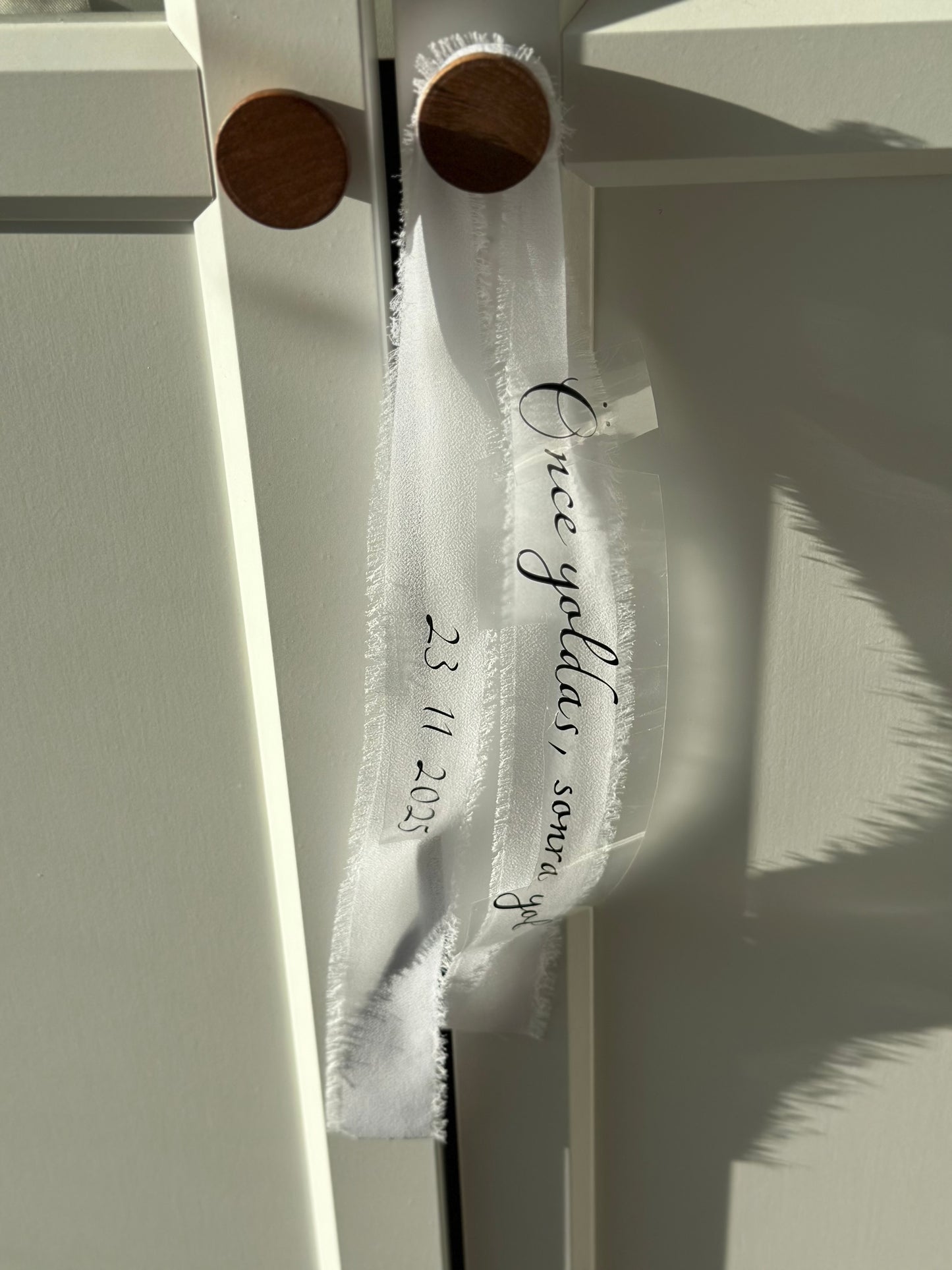 Gepersonaliseerd Chiffon Bouquetlint – Uniek Herinneringslint voor het Bruidsboeket