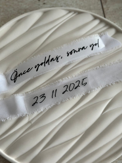 Gepersonaliseerd Chiffon Bouquetlint – Uniek Herinneringslint voor het Bruidsboeket