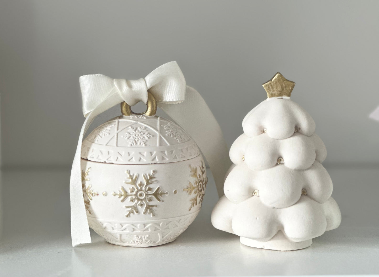 ✨ Handgemaakte 2 delige Kerstset – Kaarshouder & Kerstboom Beeldje