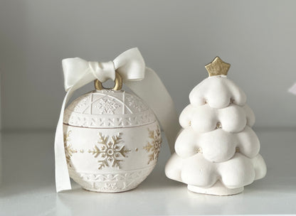 ✨ Handgemaakte 2 delige Kerstset – Kaarshouder & Kerstboom Beeldje