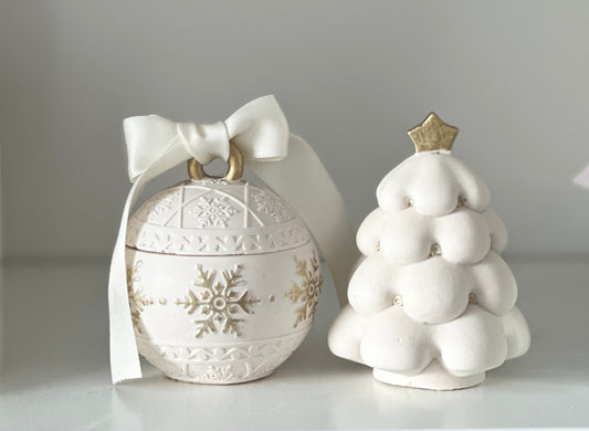 ✨ Handgemaakte 2 delige Kerstset – Kaarshouder & Kerstboom Beeldje