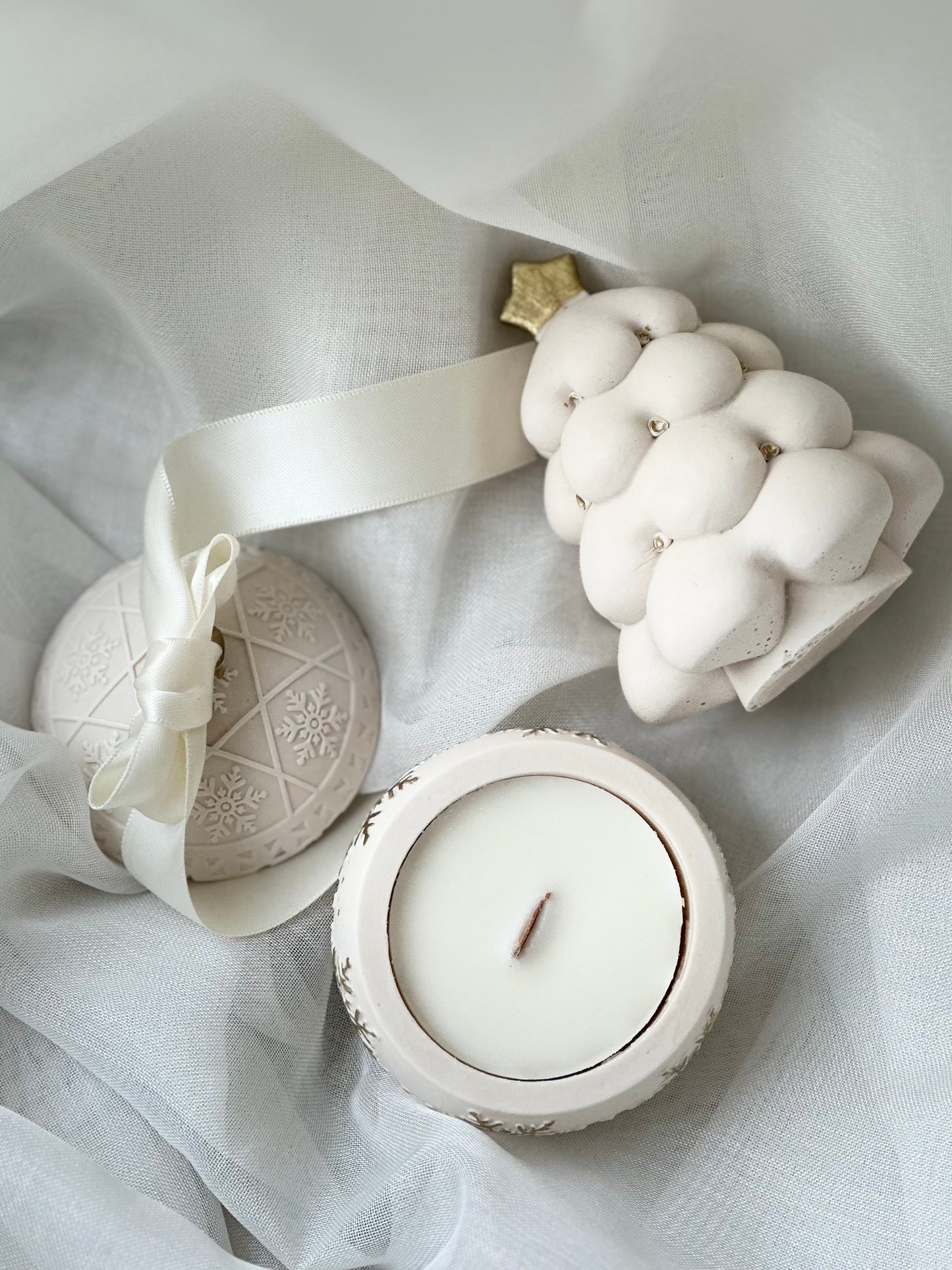 ✨ Handgemaakte 2 delige Kerstset – Kaarshouder & Kerstboom Beeldje