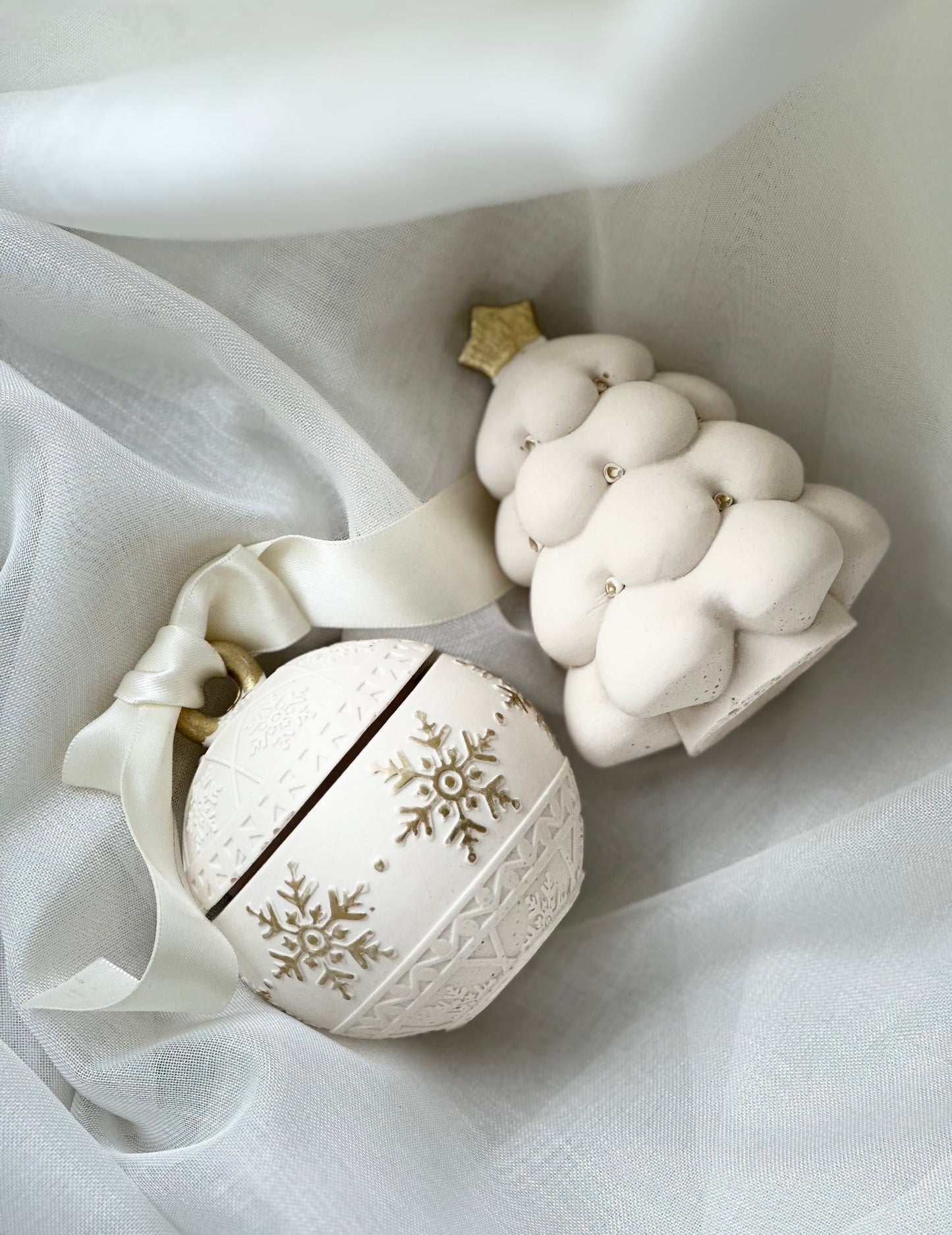 ✨ Handgemaakte 2 delige Kerstset – Kaarshouder & Kerstboom Beeldje