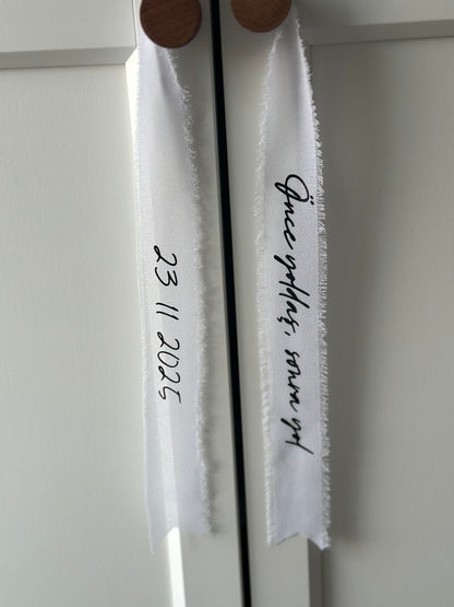 Gepersonaliseerd Chiffon Bouquetlint – Uniek Herinneringslint voor het Bruidsboeket