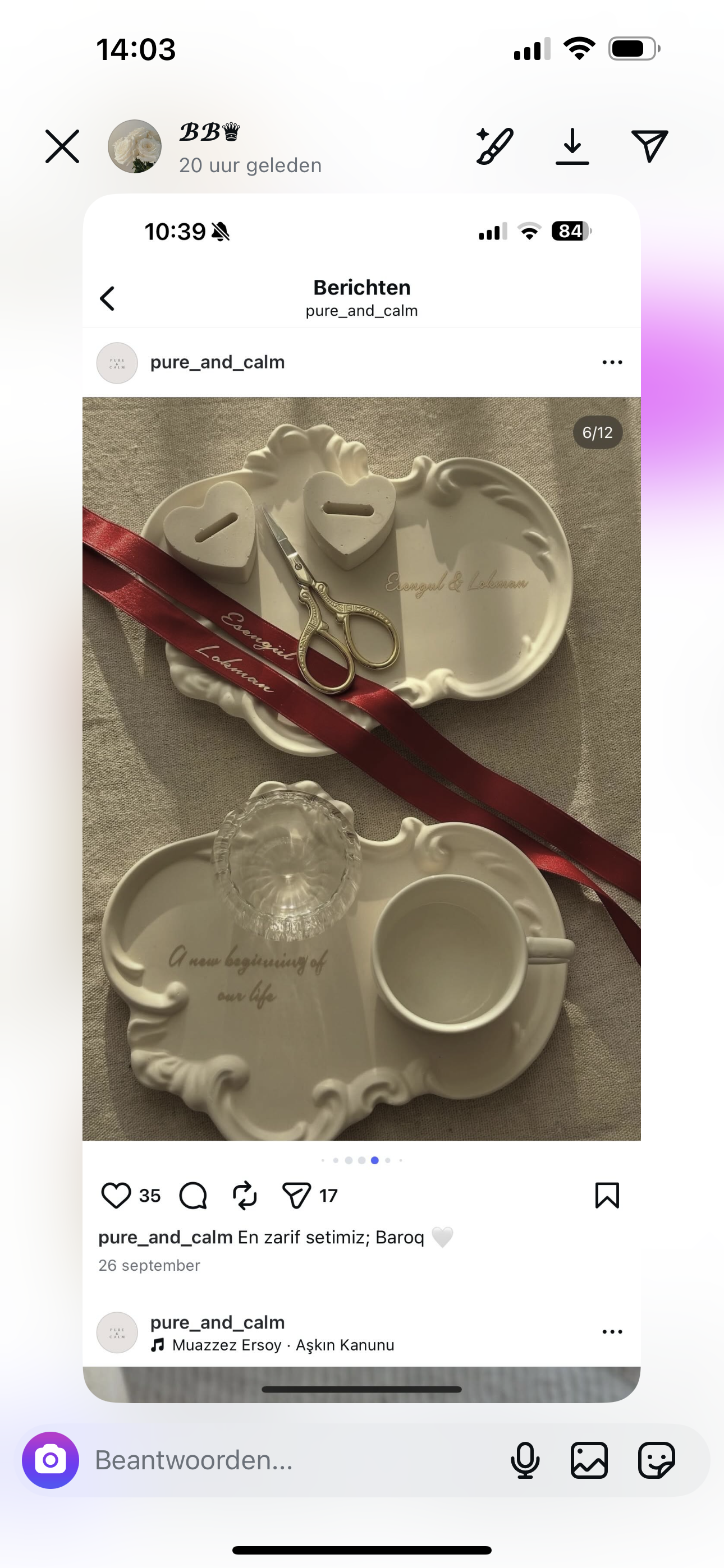 Barockes Tablett-Set für Verlobungsringe