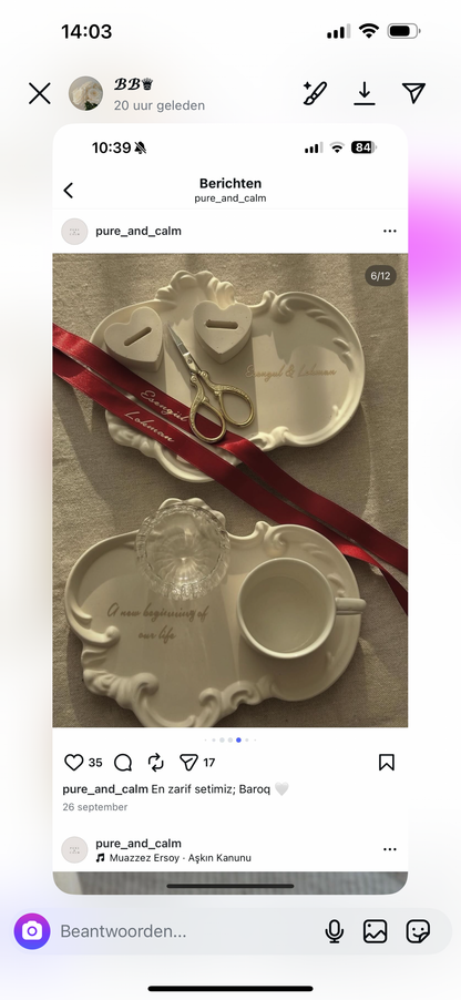 Barockes Tablett-Set für Verlobungsringe