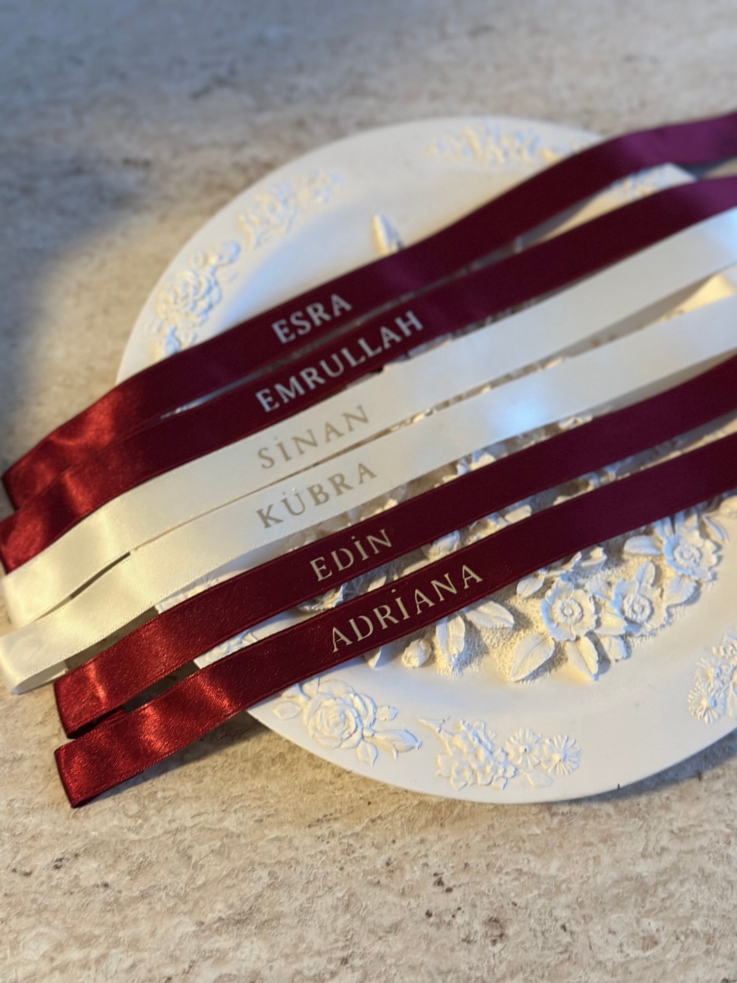 Gepersonaliseerd Chiffon Bouquetlint – Uniek Herinneringslint voor het Bruidsboeket