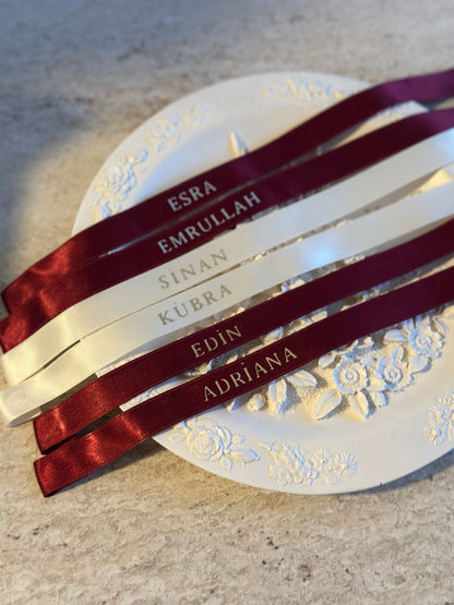 Gepersonaliseerd Chiffon Bouquetlint – Uniek Herinneringslint voor het Bruidsboeket