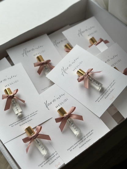 Mini cologne sprayfles op kaart