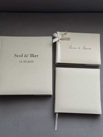 Linnen Gastenboek Gepersonaliseerd – Minimalistisch & Tijdloos. Bruiloften en andere bijzondere momenten