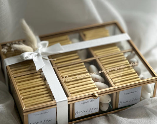 Gepersonaliseerde chocolade in luxe glazen box